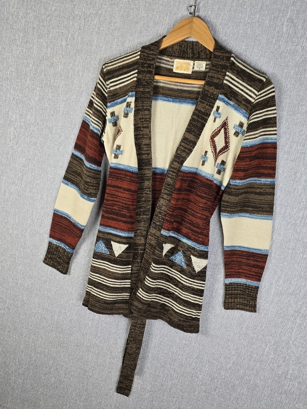 Vtg First Quality Aztec Print Cardigan Sweater Womens Sz M
